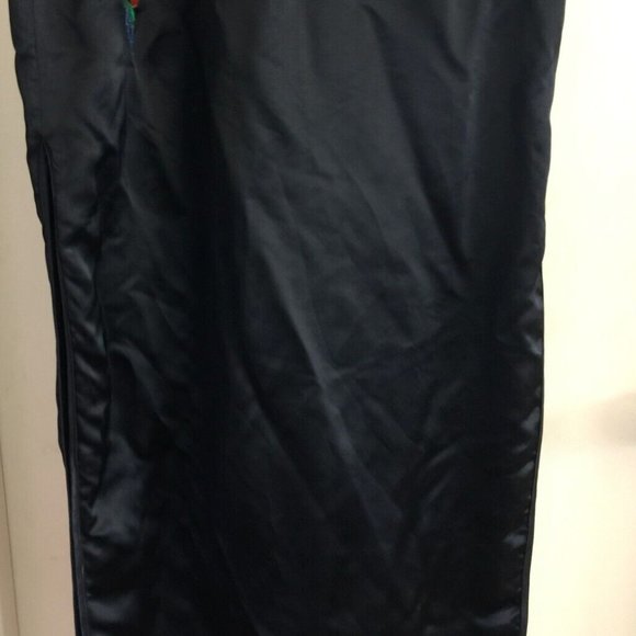 YI FANG CHEONGSAM DRESS WOMENS 44 BLACK SATIN ORIENTAL EMBROIDERED DRAGON VTG - Picture 7 of 16